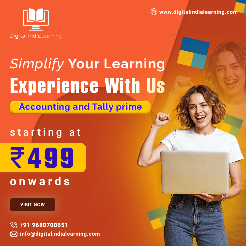 A young professional studying online with a laptop, taking a Tally, Power BI, or ChatGPT course from Digital India Learning to boost job prospects.
