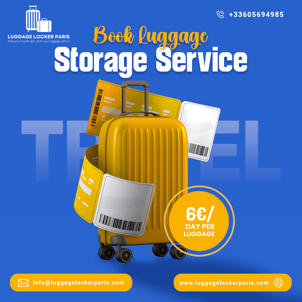 Safe luggage lockers available near Gare du Nord for €1.5/day