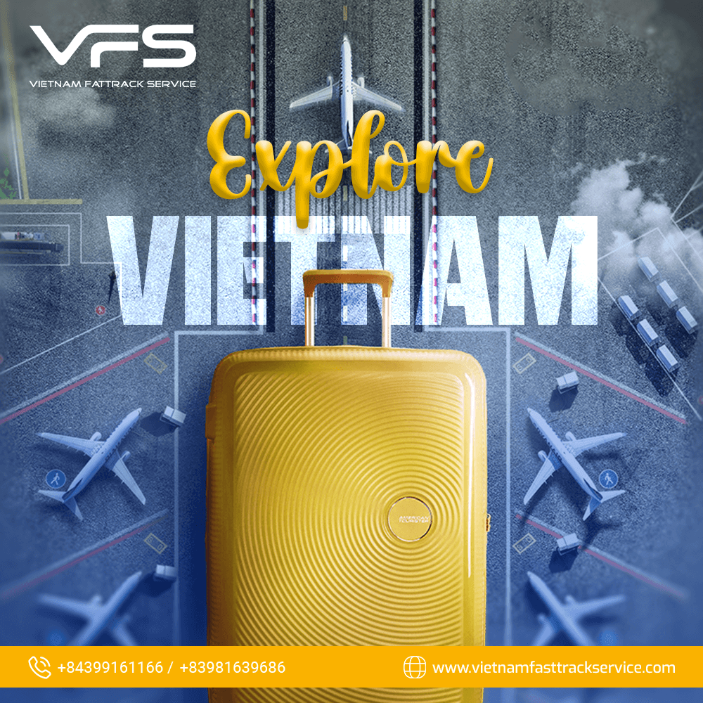 Airport staff assisting international traveler through Vietnam airport fast track service at immigration counter
