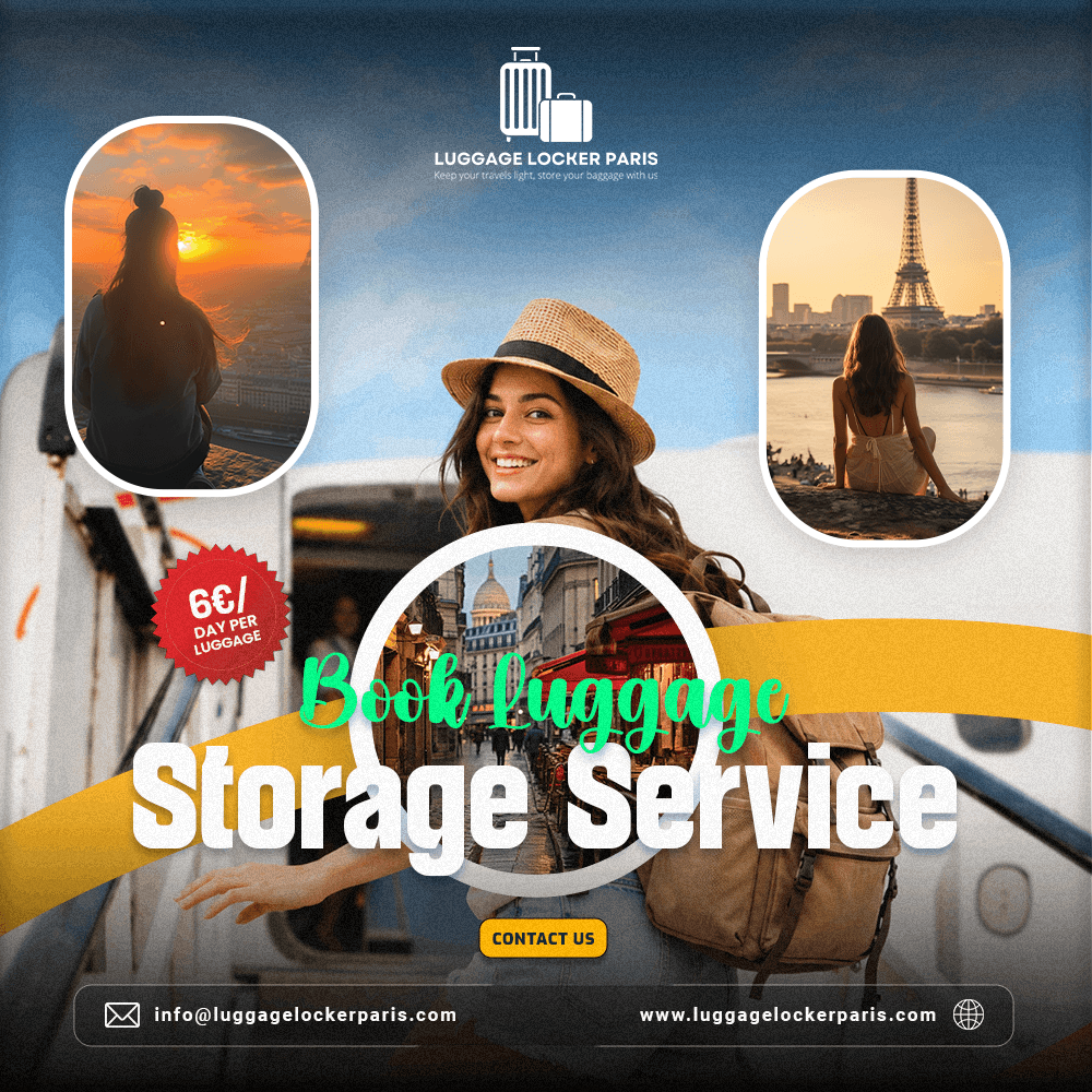 Secure luggage storage Paris solution for travelers when early hotel check-in is unavailable, allowing them to explore Paris without heavy bags.